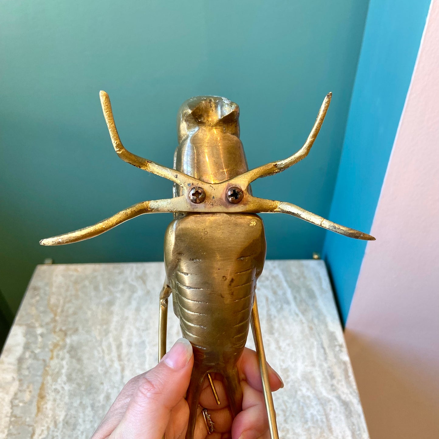 Vintage Large Brass Cricket Figurine