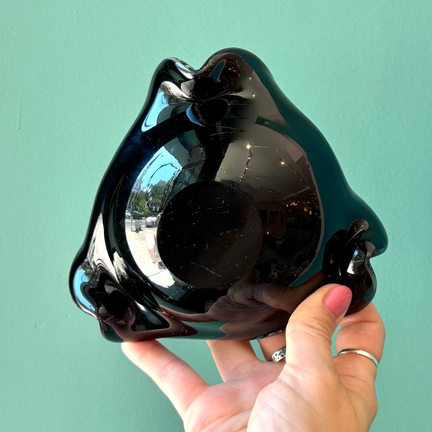 Vintage Black and Silver Leaf Millefiori Murano Glass Bowl