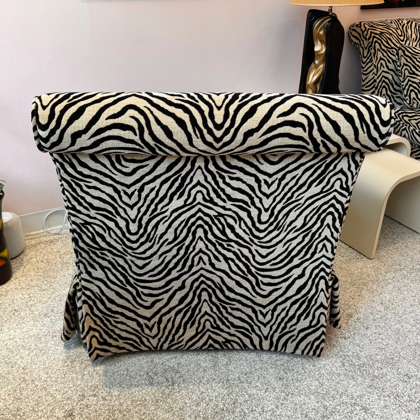 Vintage Velvet Tiger Slipper Chair