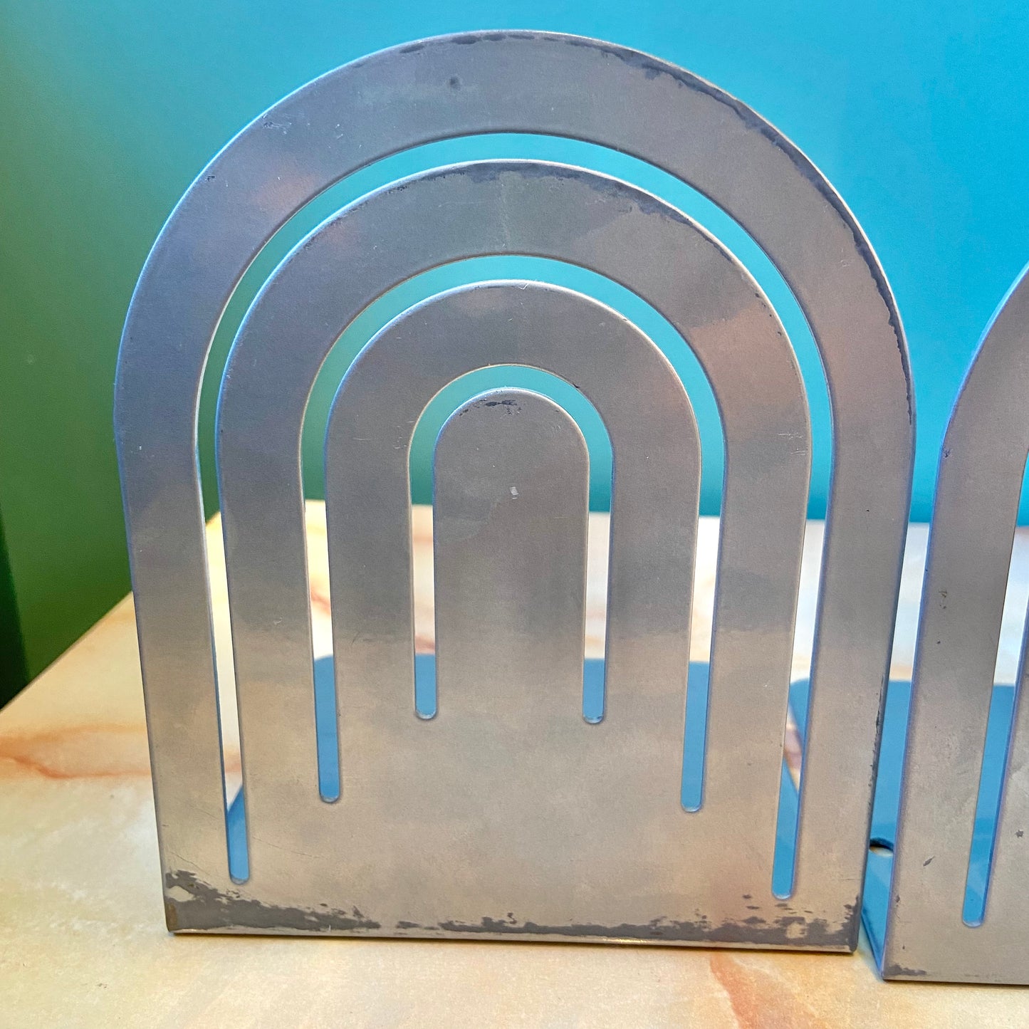 Vintage Spectrum Arch Metal Bookends