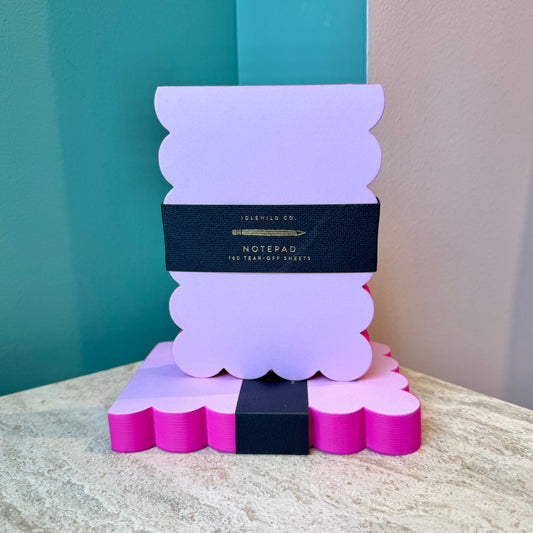 Scallop Edged Notepad | Lilac + Hot Pink Edge