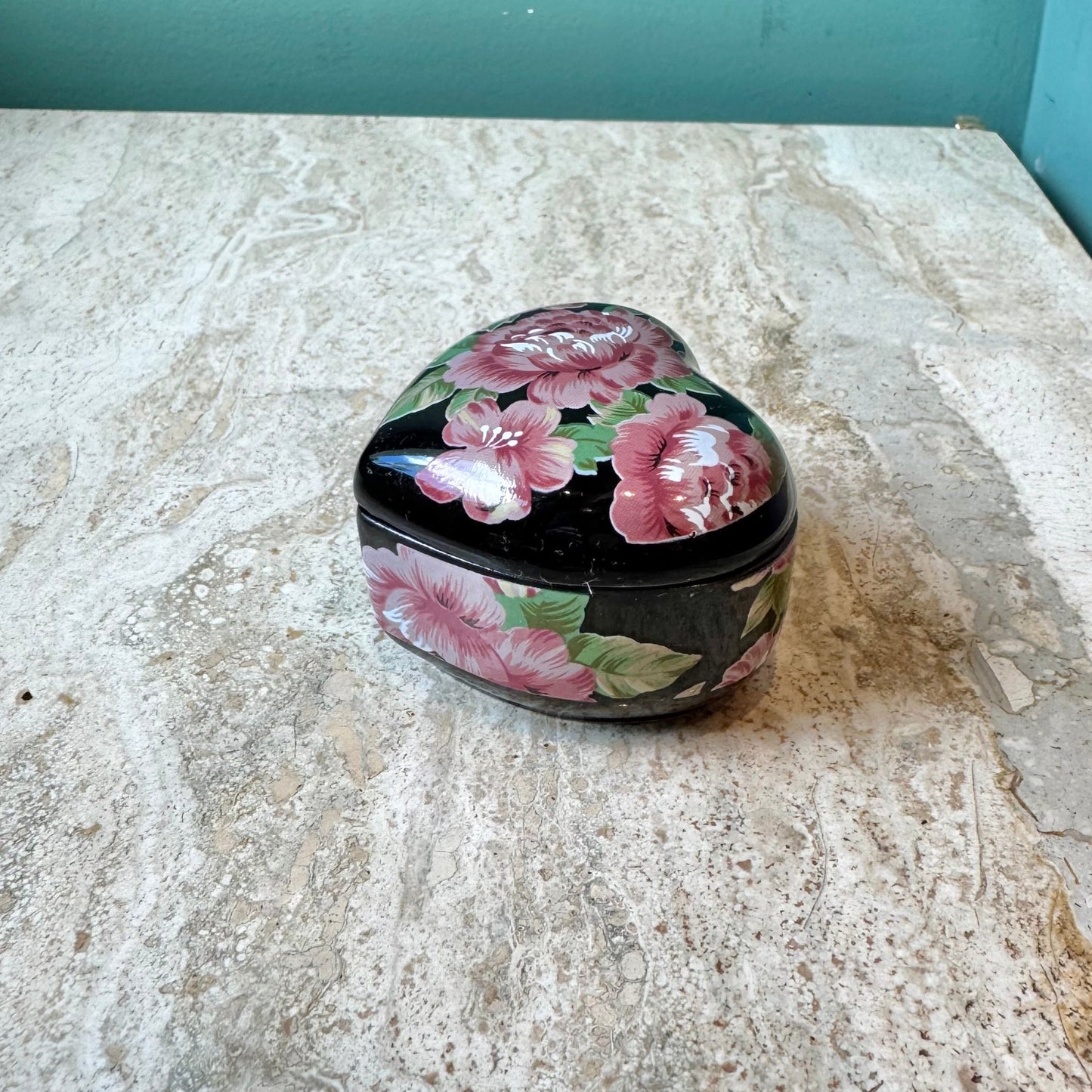 Vintage Otagiri Floral Heart Box
