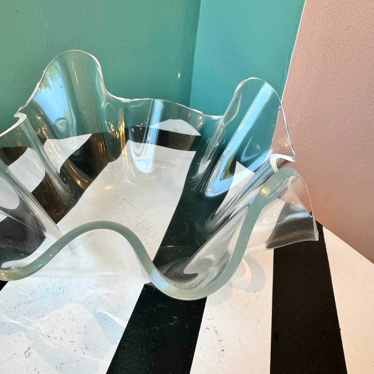 Vintage Clear Lucite Handkerchief Bowl