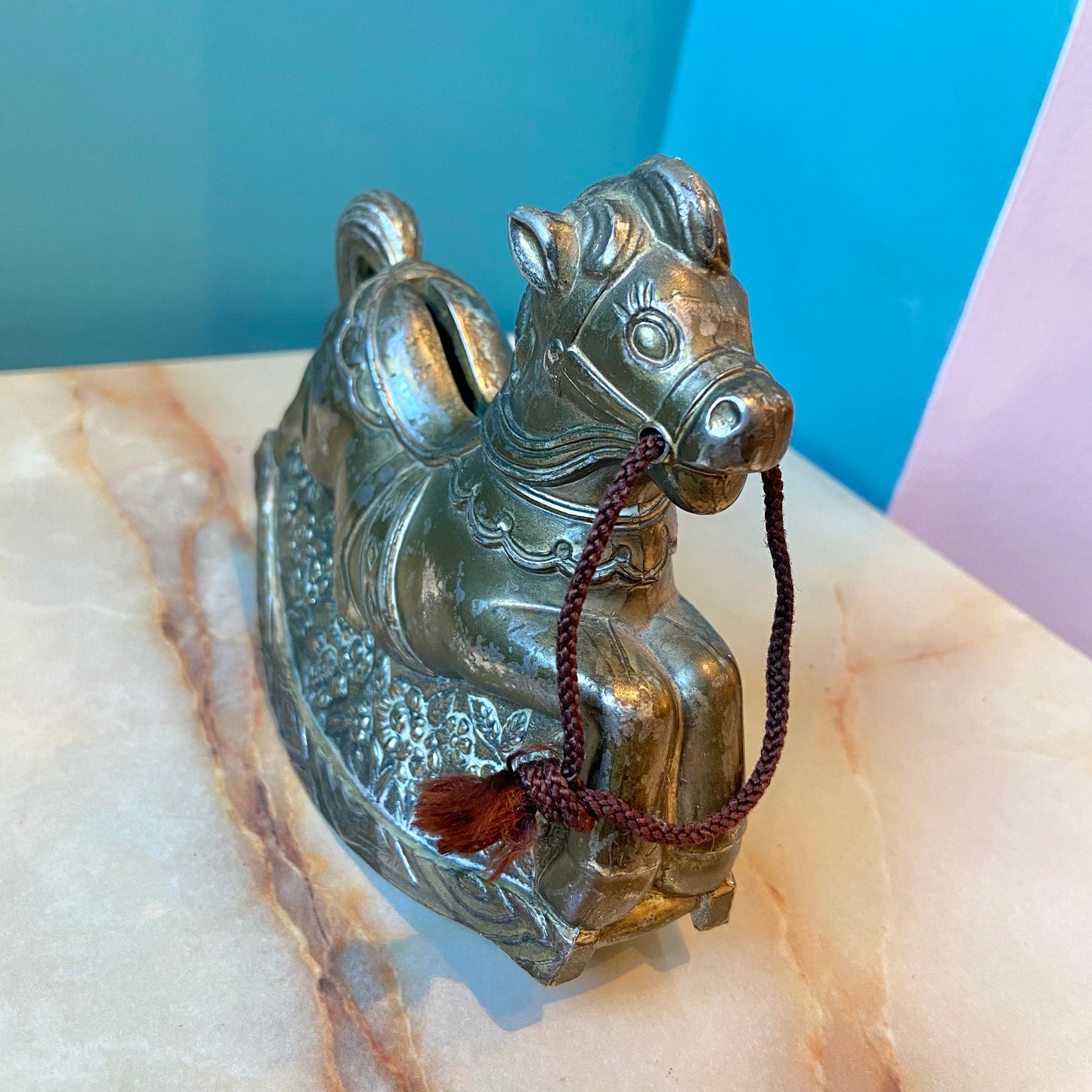 Vintage Metal Rocking Horse Figurine