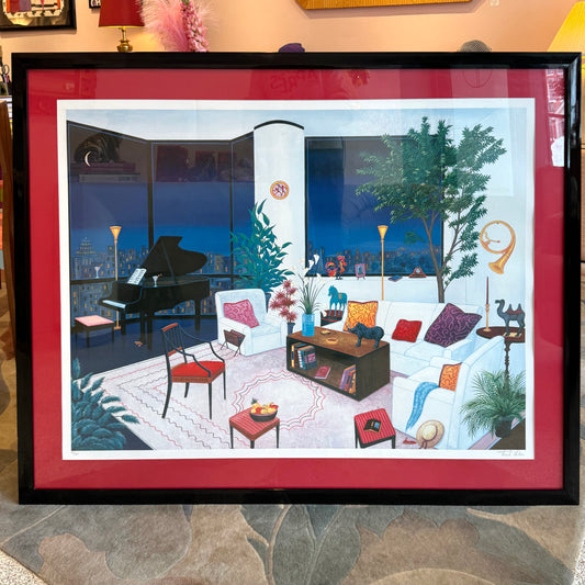 Vintage Framed Limited Edition Serigraph Titled "Moonlight Sonata" By Fanch Ledan, Signed