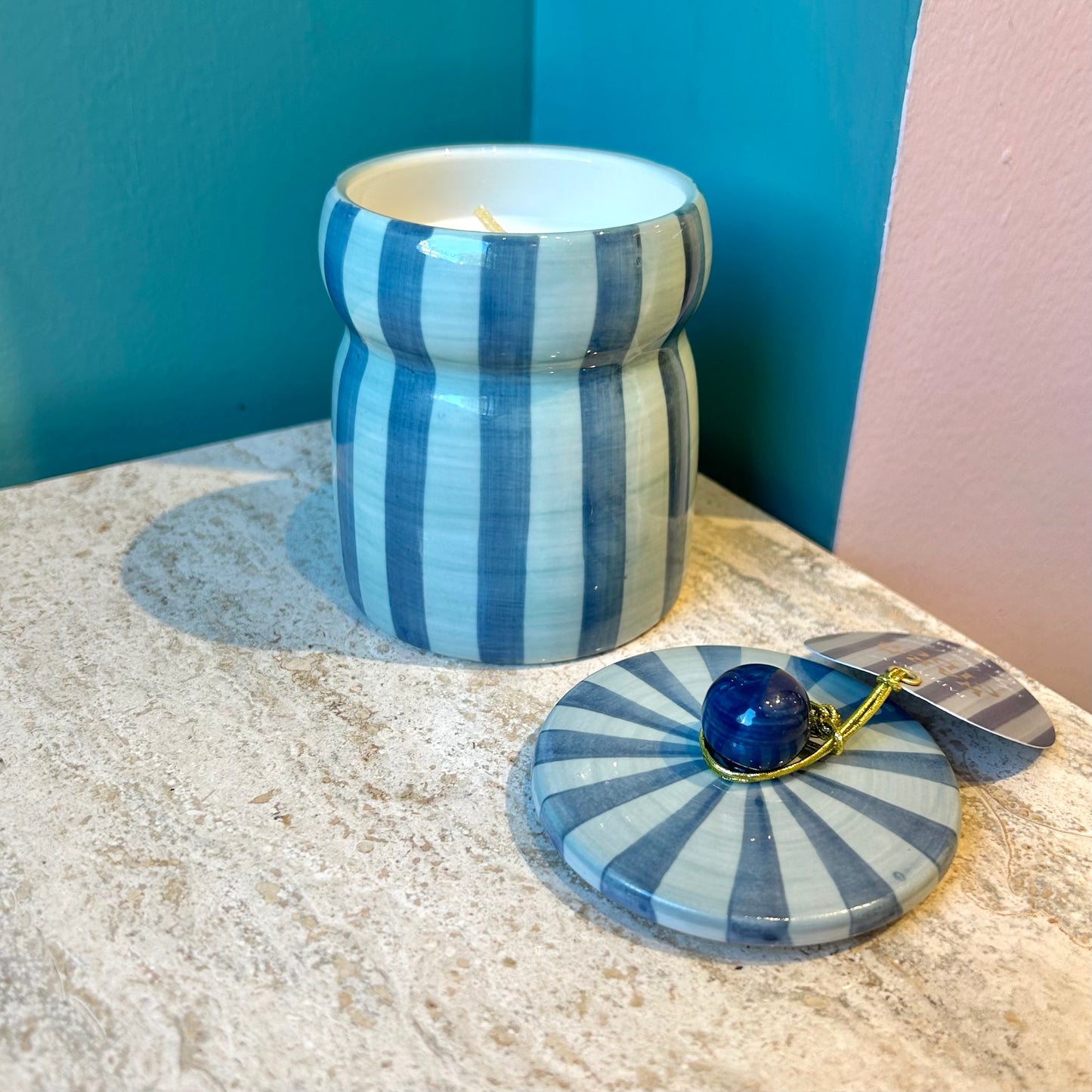 Warm Cider Striped Cabana Ceramic Candle by Paddywax