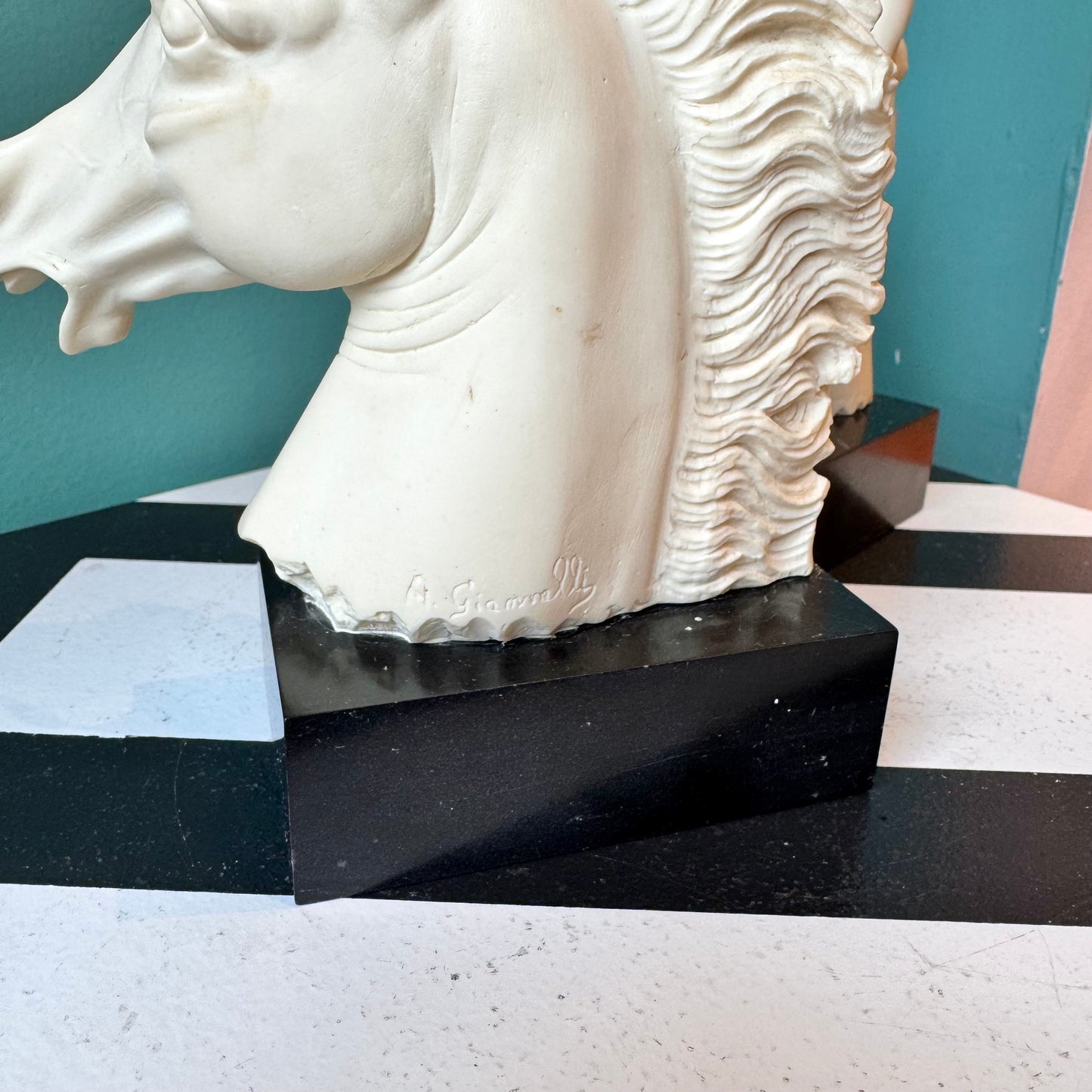 Pair of Vintage Resin Italian Horse Head Bookends
