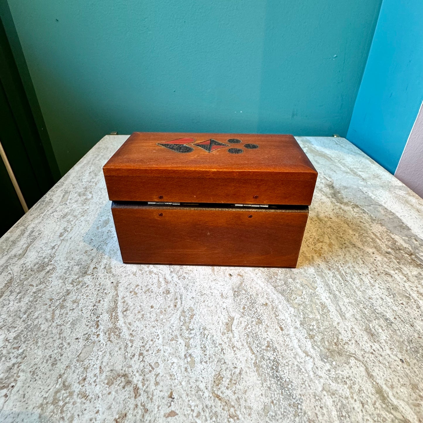 Vintage Wooden Playing Card Box