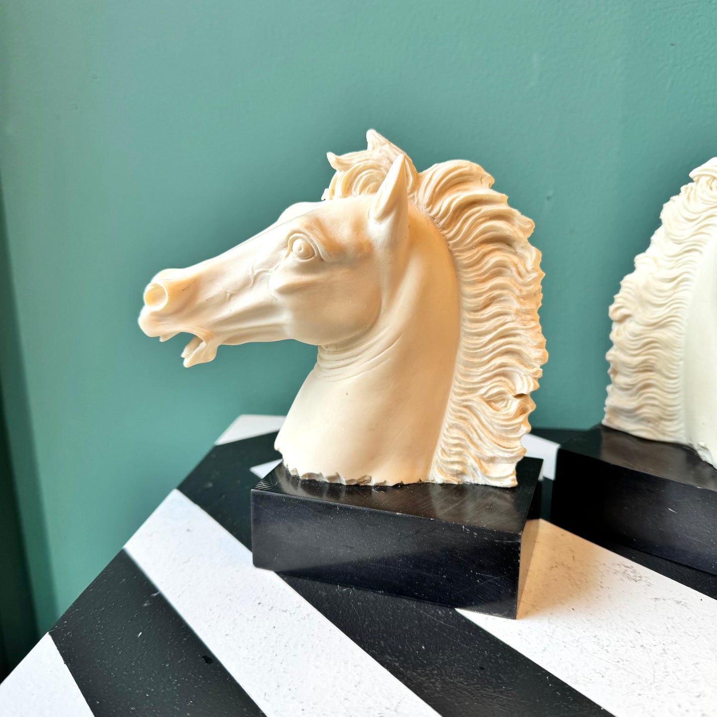 Pair of Vintage Resin Italian Horse Head Bookends