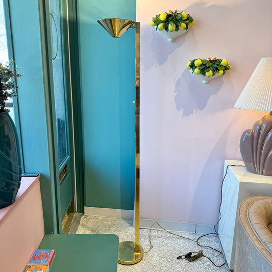 Vintage Brass Torchiere Floor Lamp