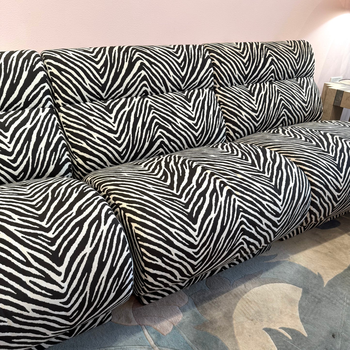 Vintage Zebra Modular Sectional Sofa/Slipper Chair Sold Per Piece