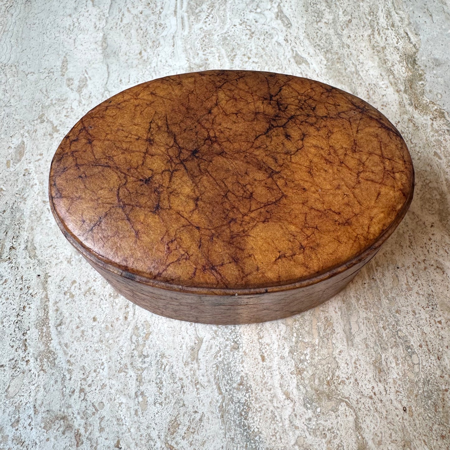 Vintage Oval Faux Leather Box