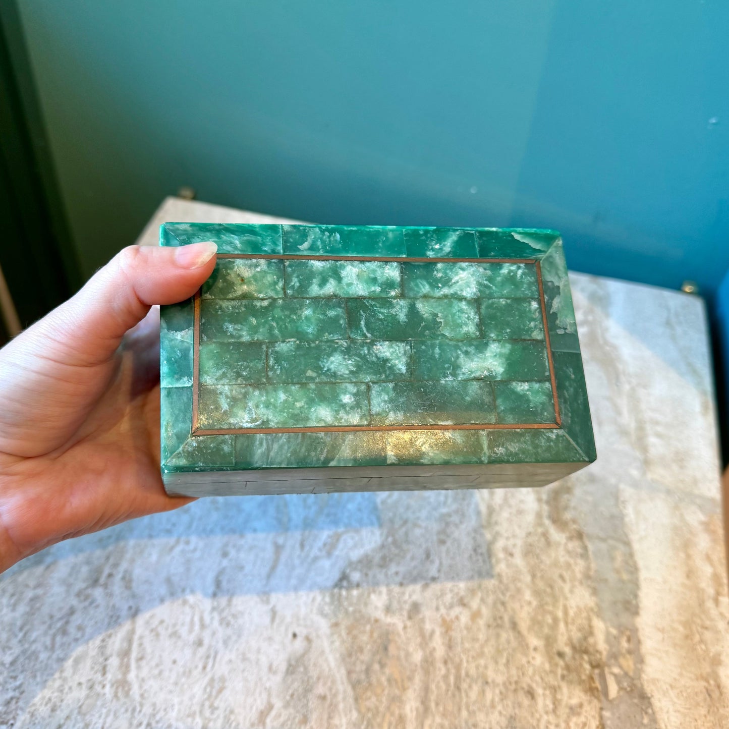 Vintage Maitland Smith Style Tessellated Malachite Box