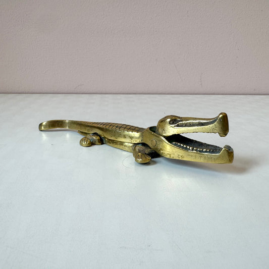 Vintage Brass Crocodile Nutcracker