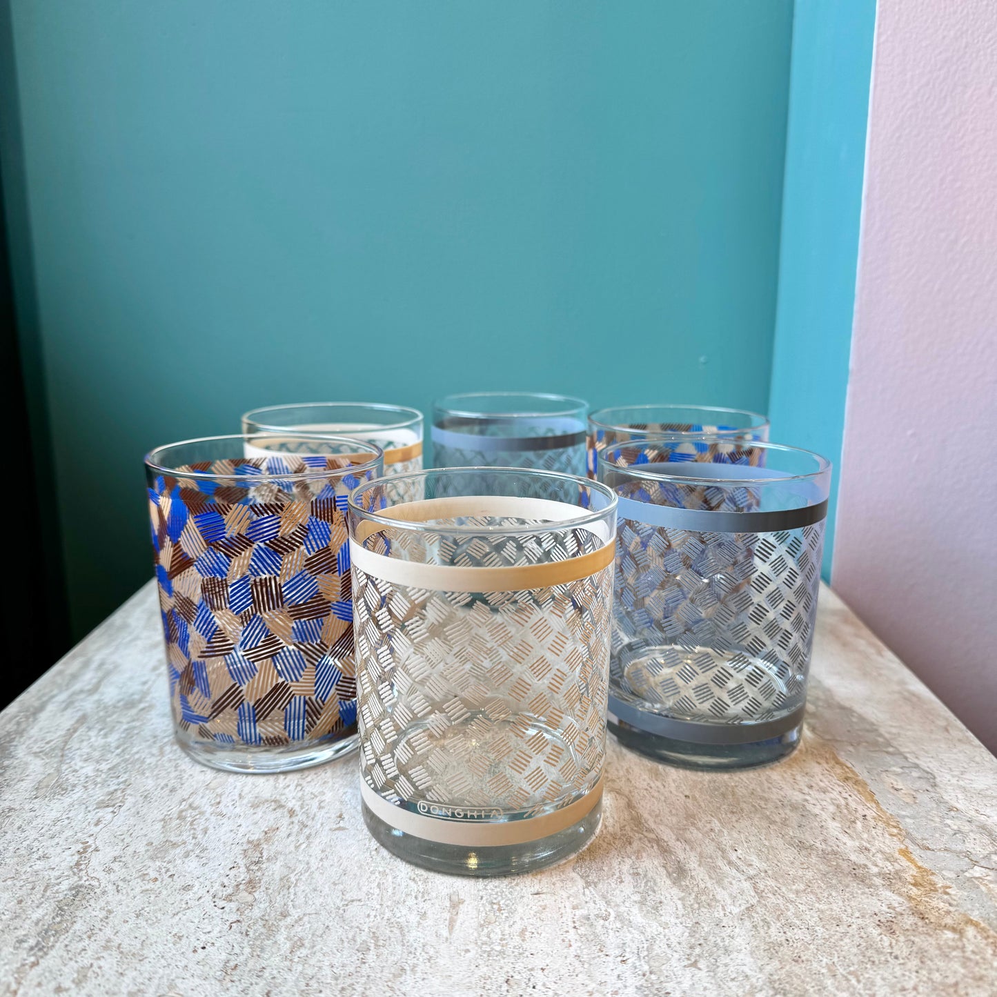 Set of 6 Mid Century Old Fashioned Cocktail Glasses by Donghia