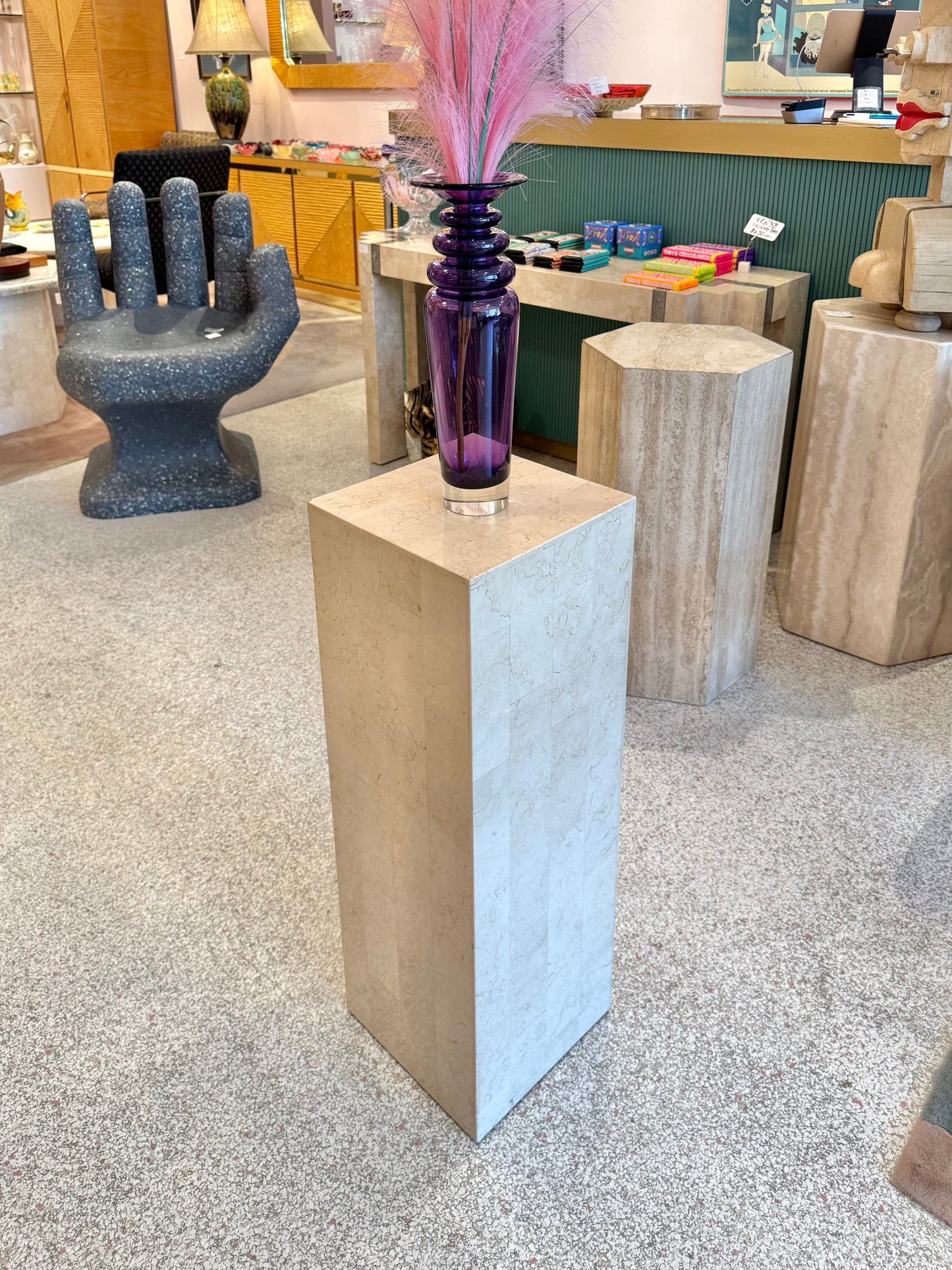 Vintage Square Travertine Pedestal
