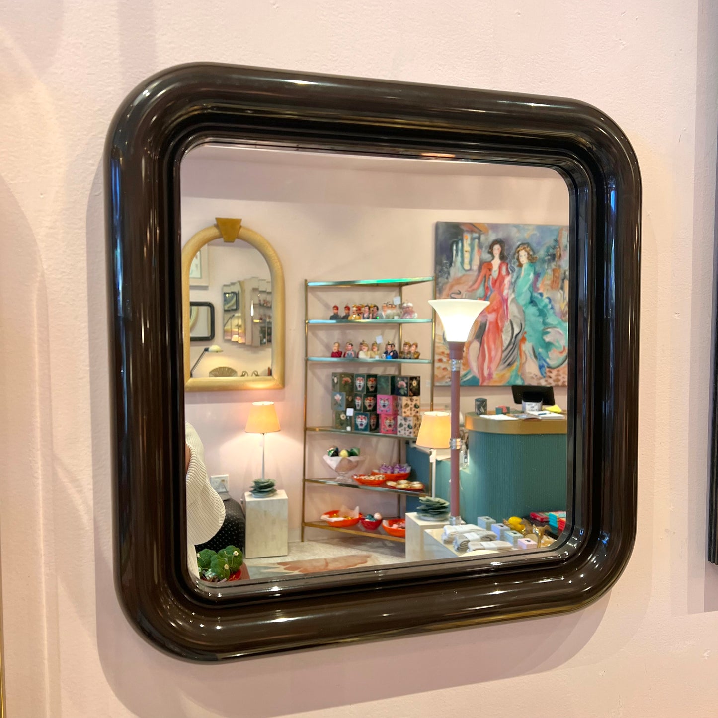 Vintage Delfo Mirror in Brown Plastic by Sergio Mazza for Artemide, 1960s