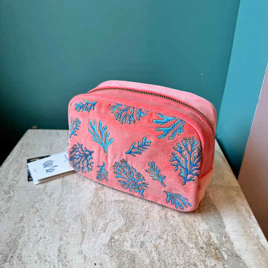 Coral Velvet Makeup Bag by Elizabeth Scarlett