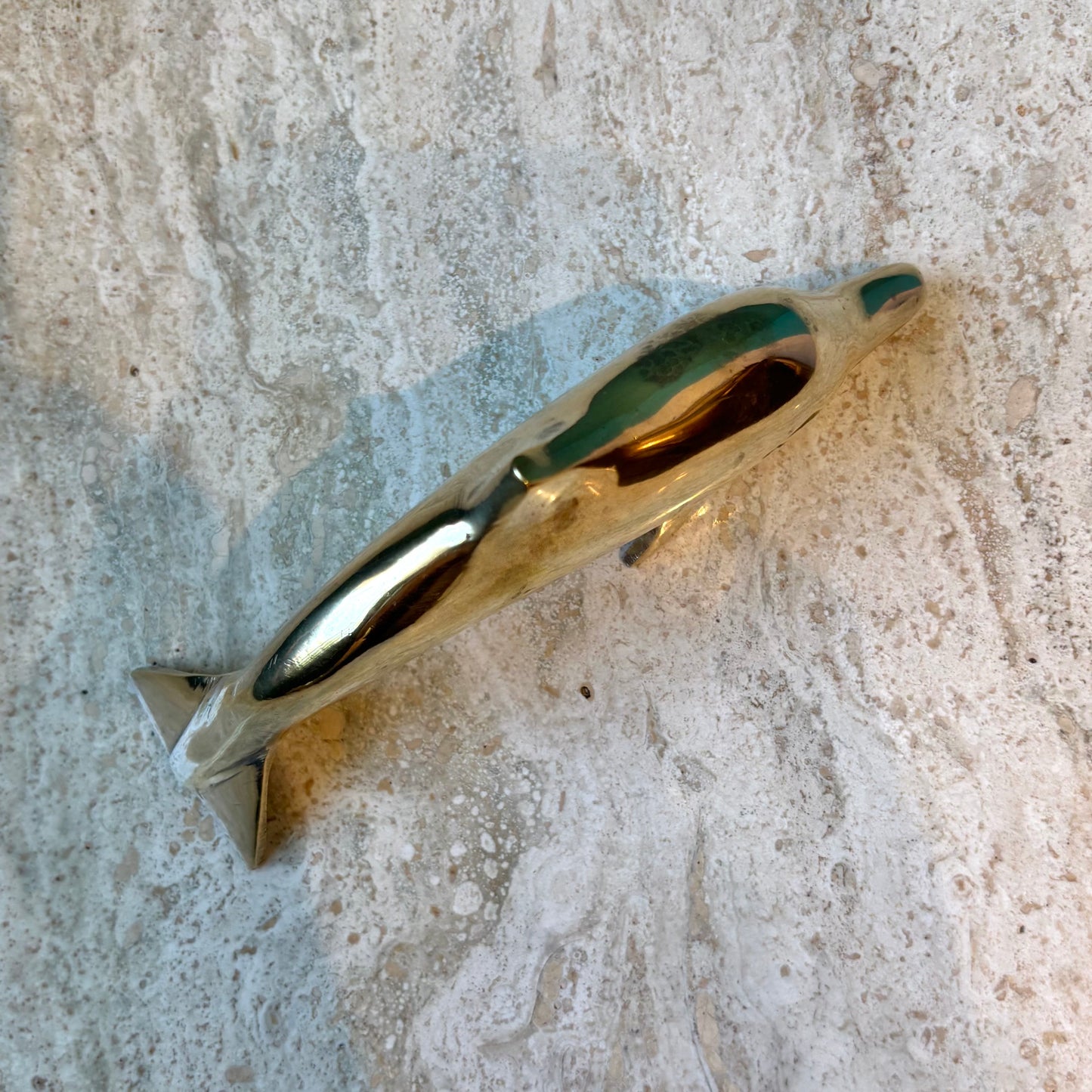 Vintage Brass Dolphin Figurine 6"