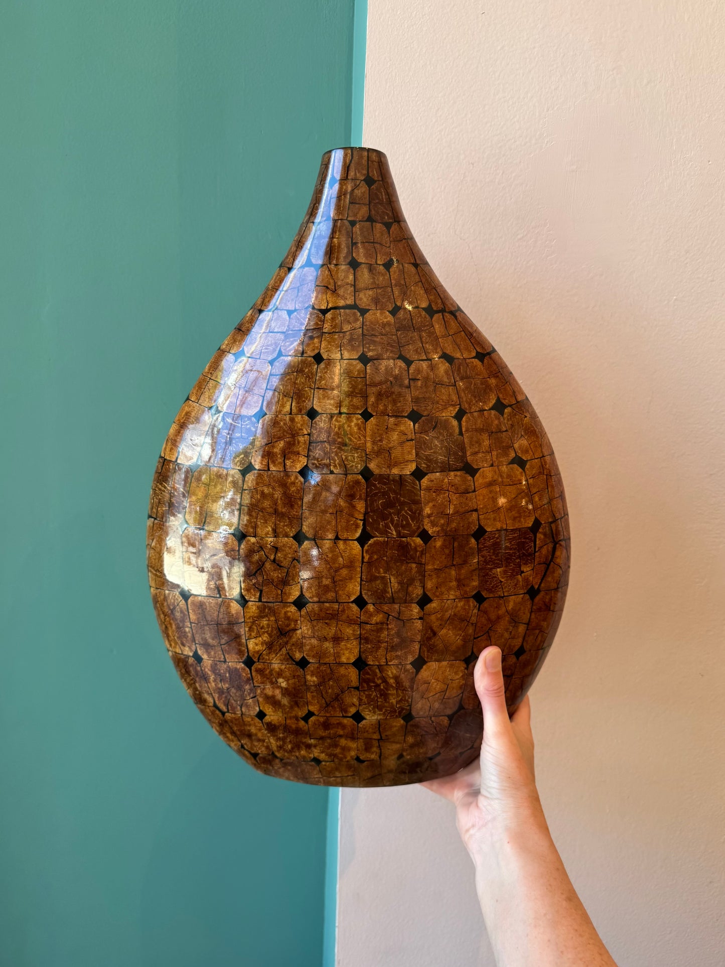 Mid Century Large Pieced Wood Vase