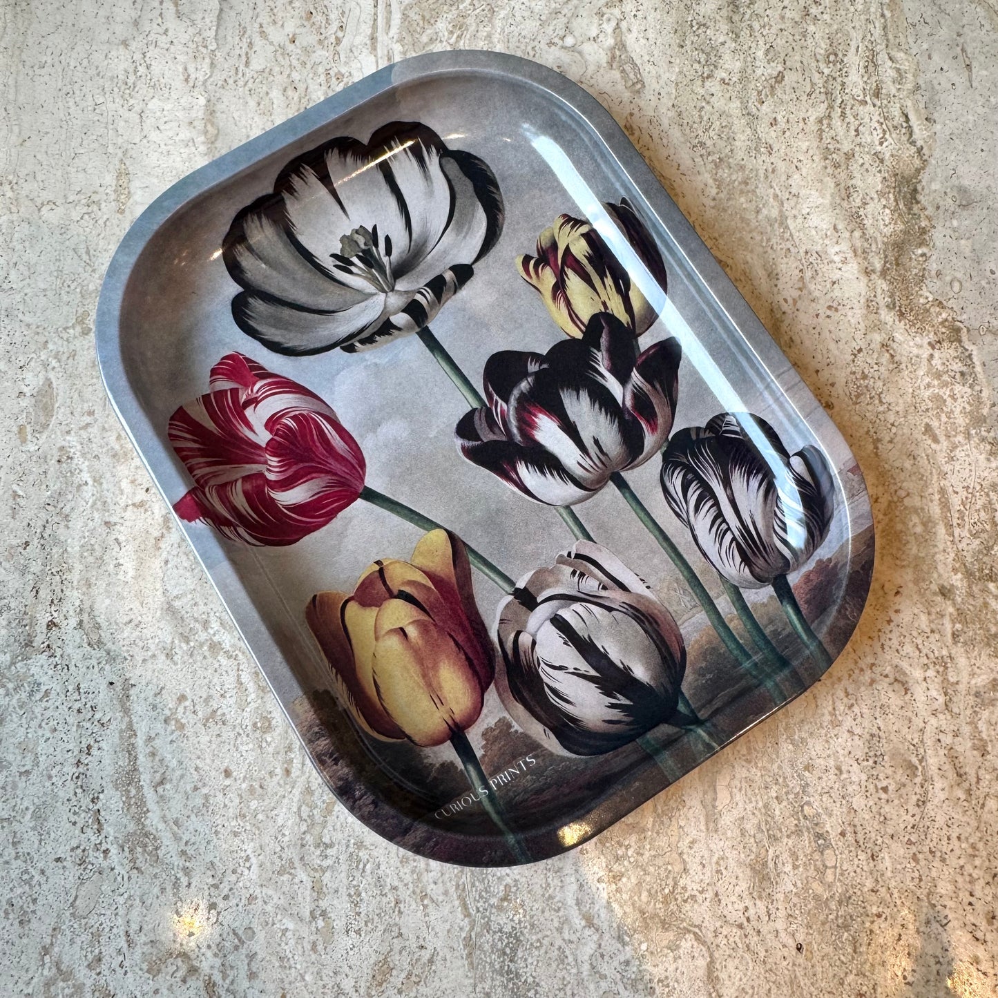Metal Botanical Tulip Trinket Tray