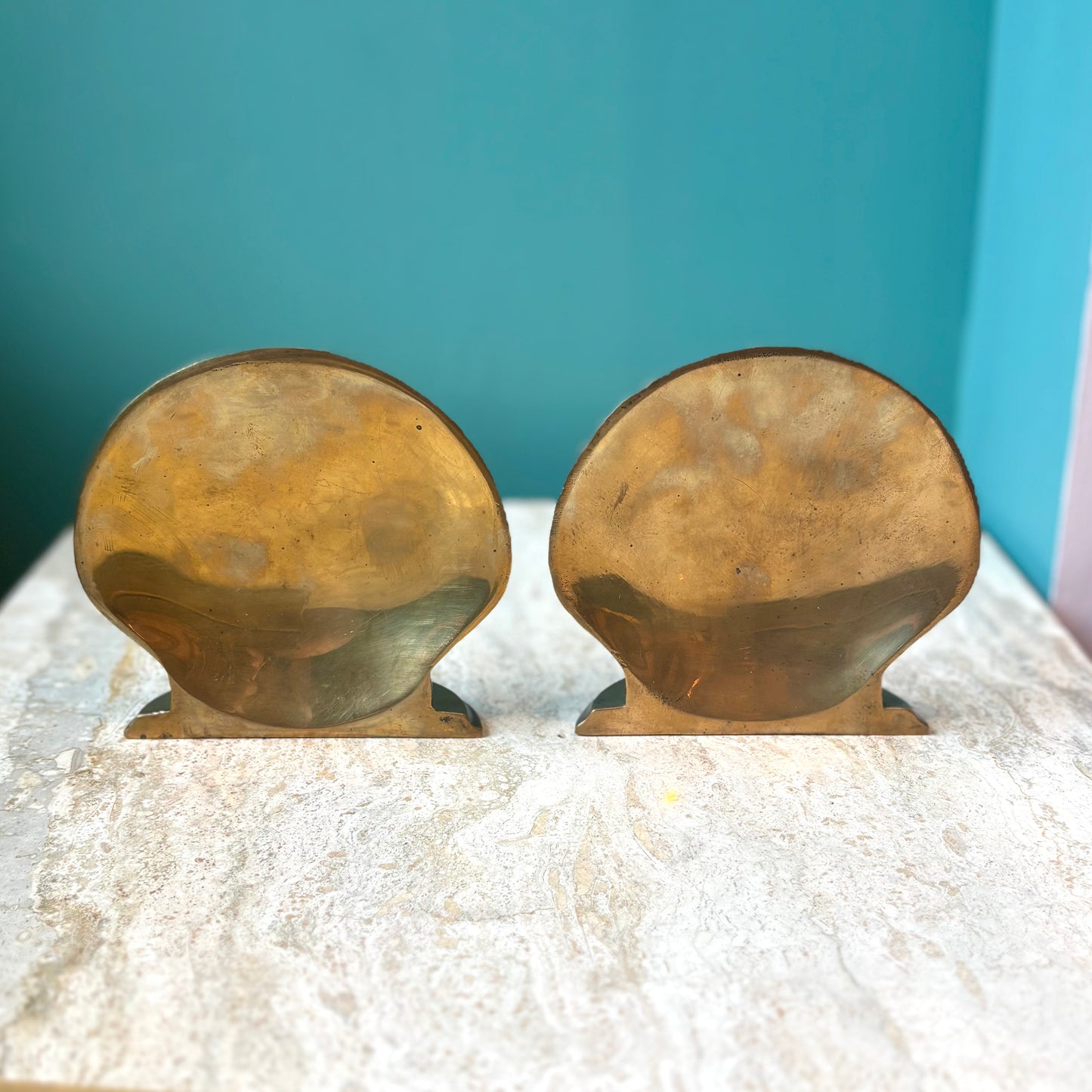 Vintage Brass Clam Shell Bookends