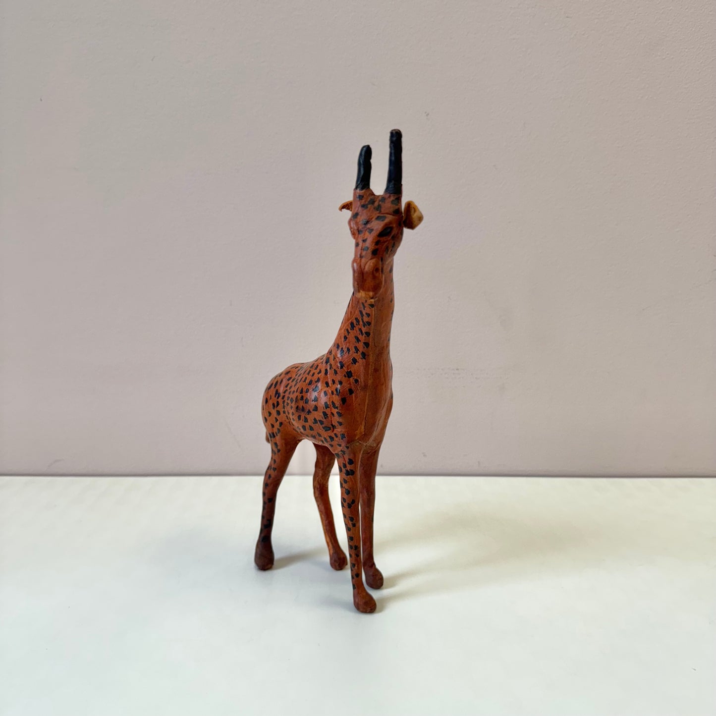 Vintage Leather Giraffe Statue