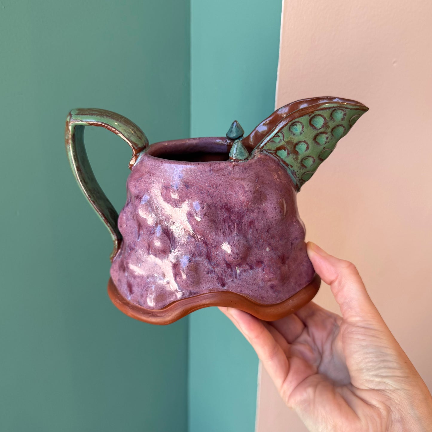 Small Vintage Studio Pottery Pitcher signed Flyn