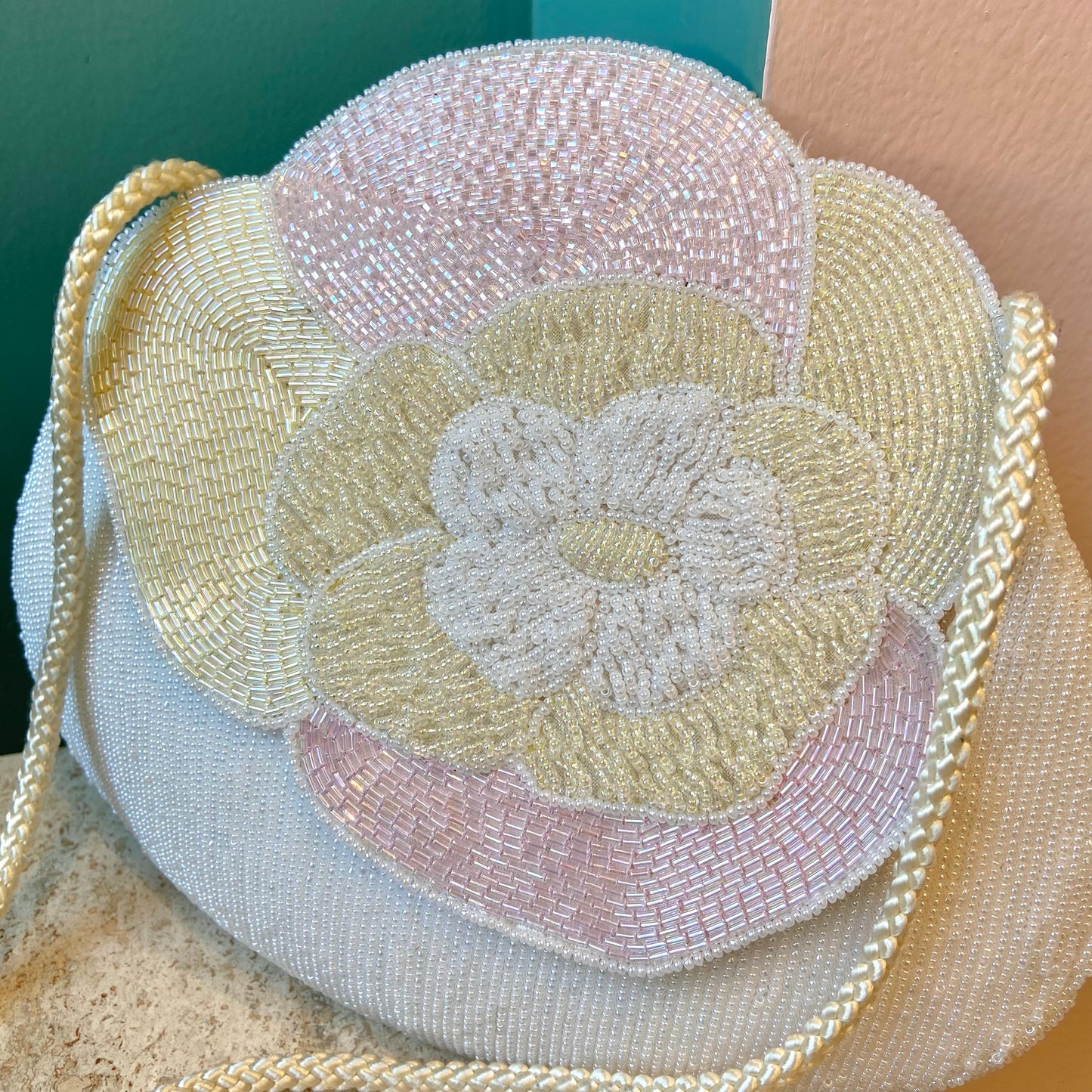 Vintage Beaded Flower Shoulder/Crossbody Bag