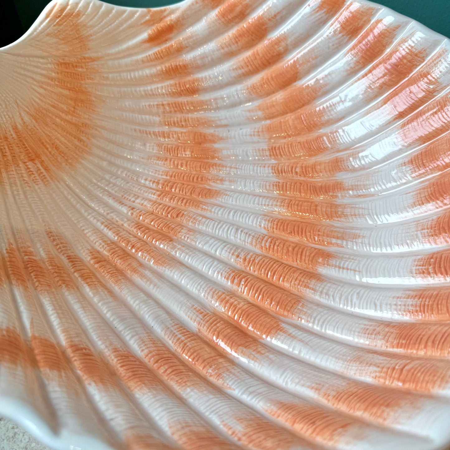 Vintage Large Hand Painted Clam Shell Serving Bowl by Cardinal Inc.