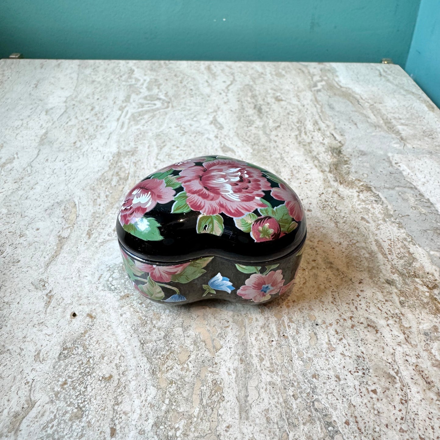 Vintage Otagiri Floral Heart Box