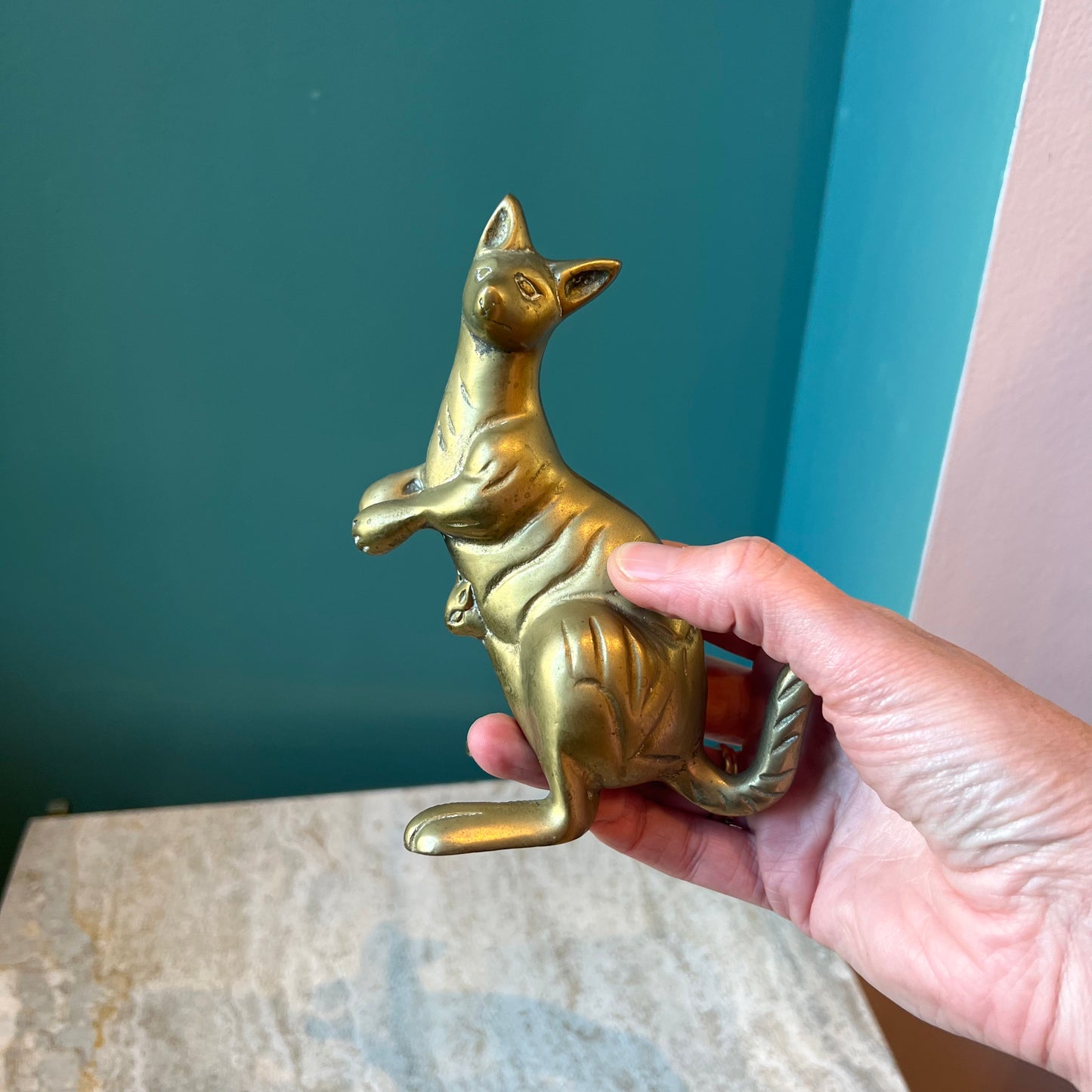 Vintage Brass Kangaroo Statue