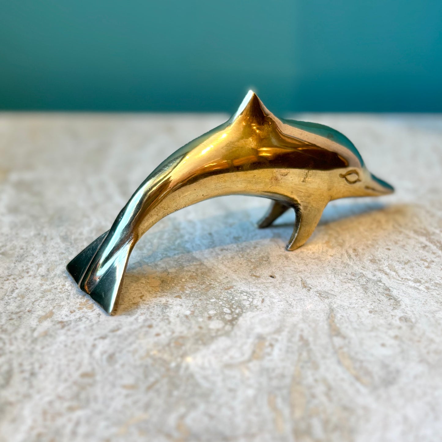 Vintage Brass Dolphin Figurine 6"