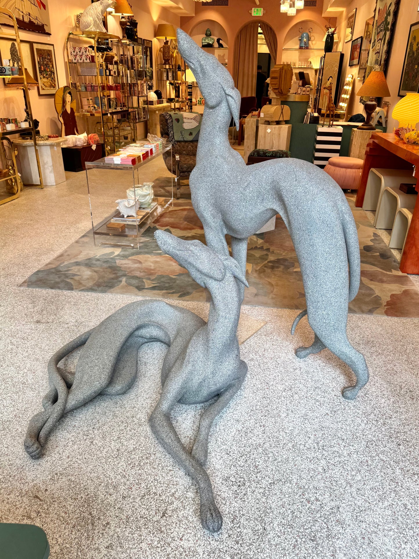 Vintage Large Pair of 1980’s Resin Dog Statues