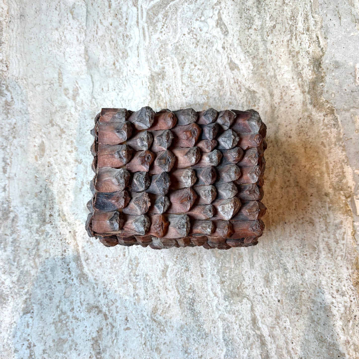 Vintage Tramp Art Pine Cone Box