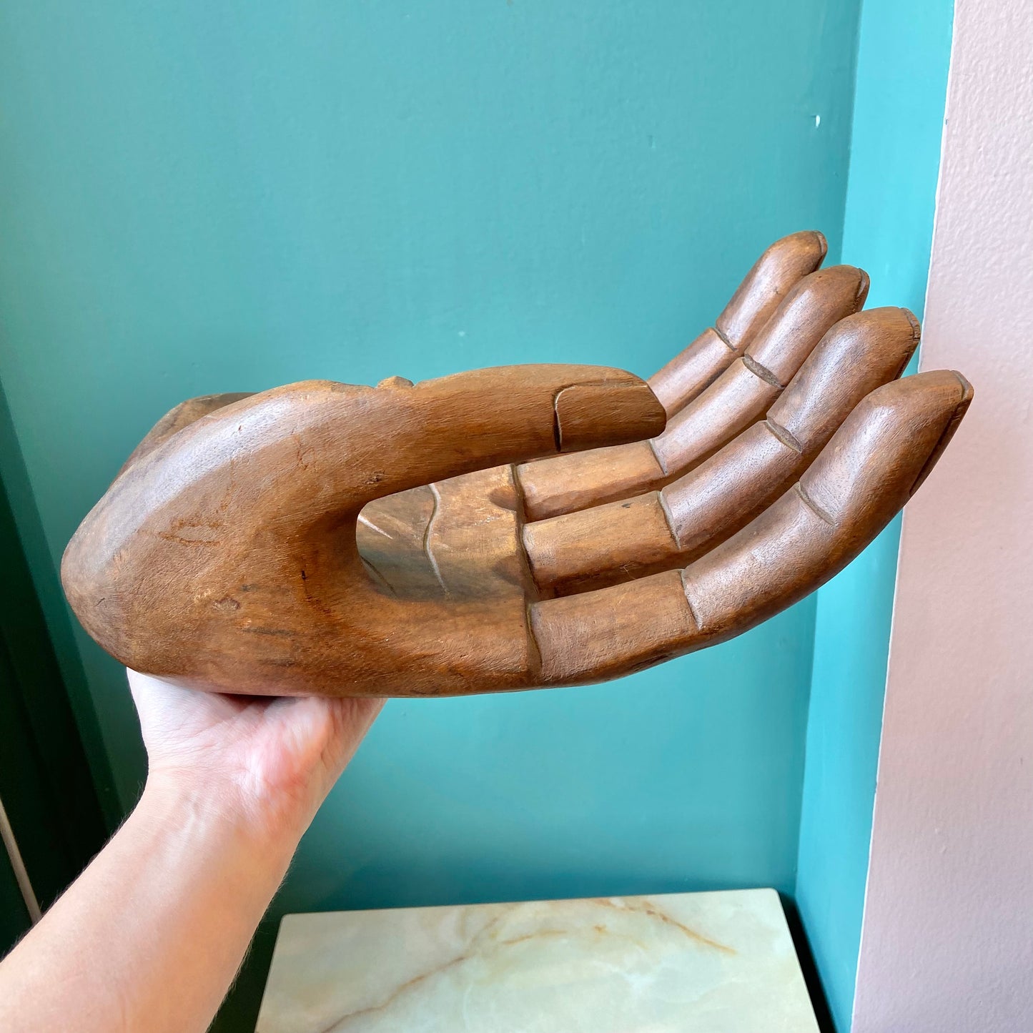 XL Vintage Wooden Hand Sculpture