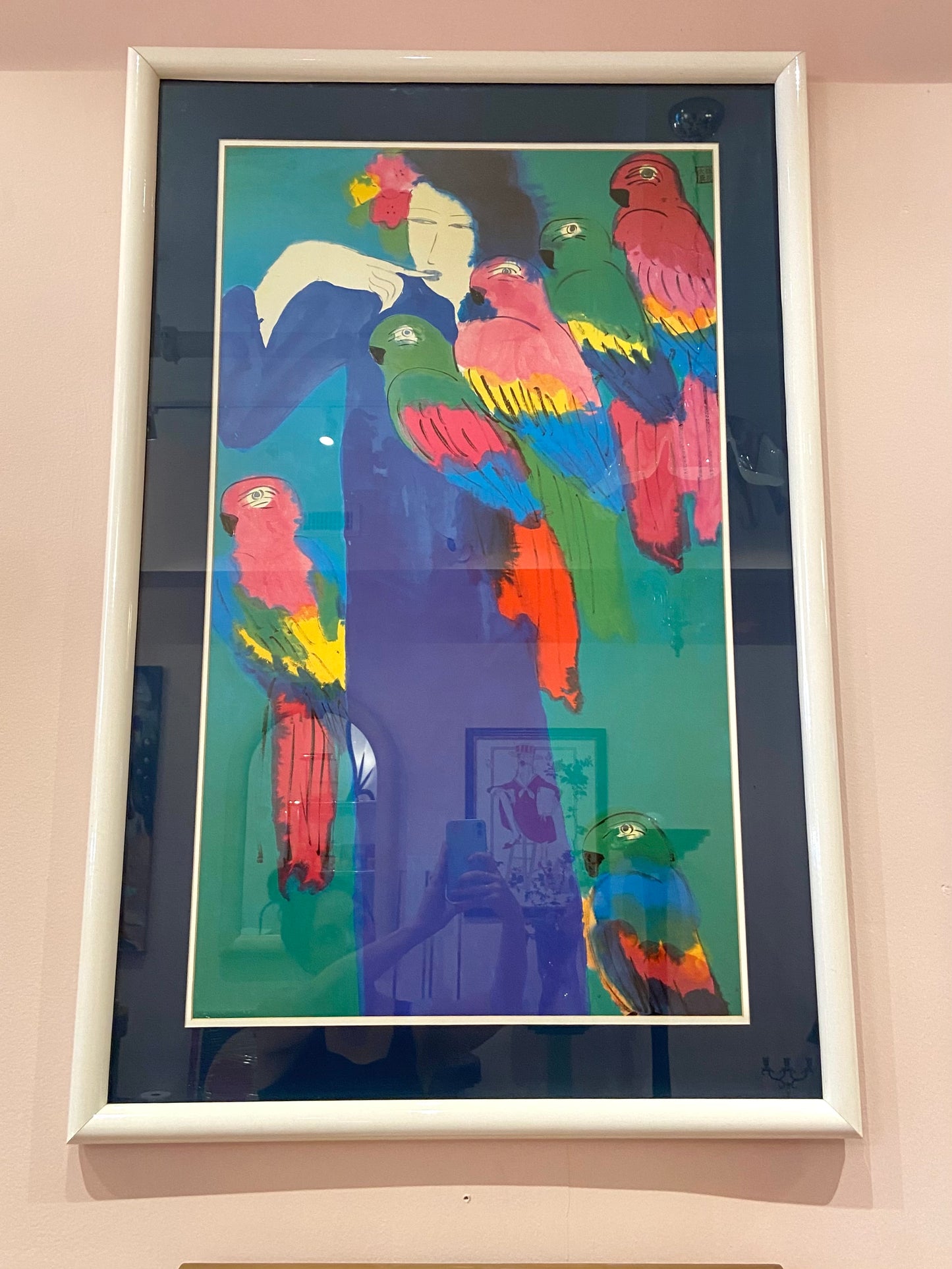 1980’s Walasse Ting “Can I Give You a Parrot?” Framed Print