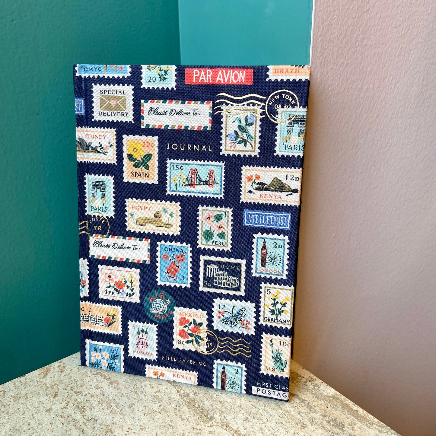 Postage Stamps Fabric Journal