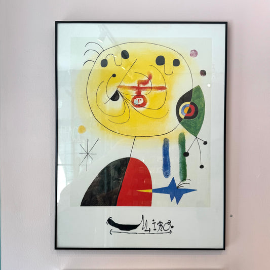 Vintage Framed Poster Titled "Et Fixe Les Cheveaux" by Joan Miró