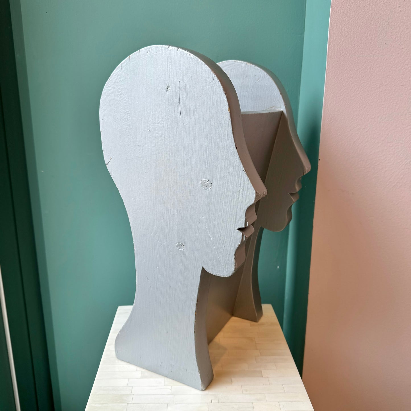 Vintage Wooden Face Profile Umbrella Holder