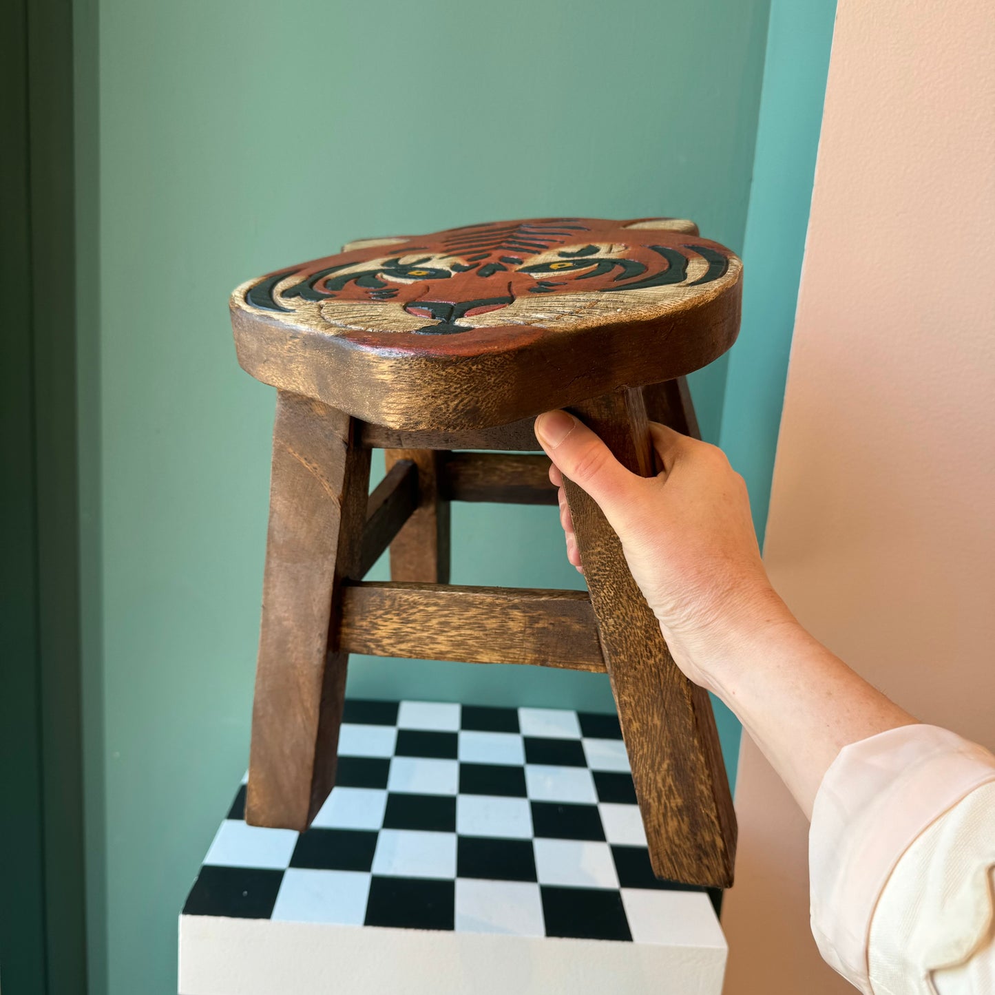 Wooden Tiger Step Stool