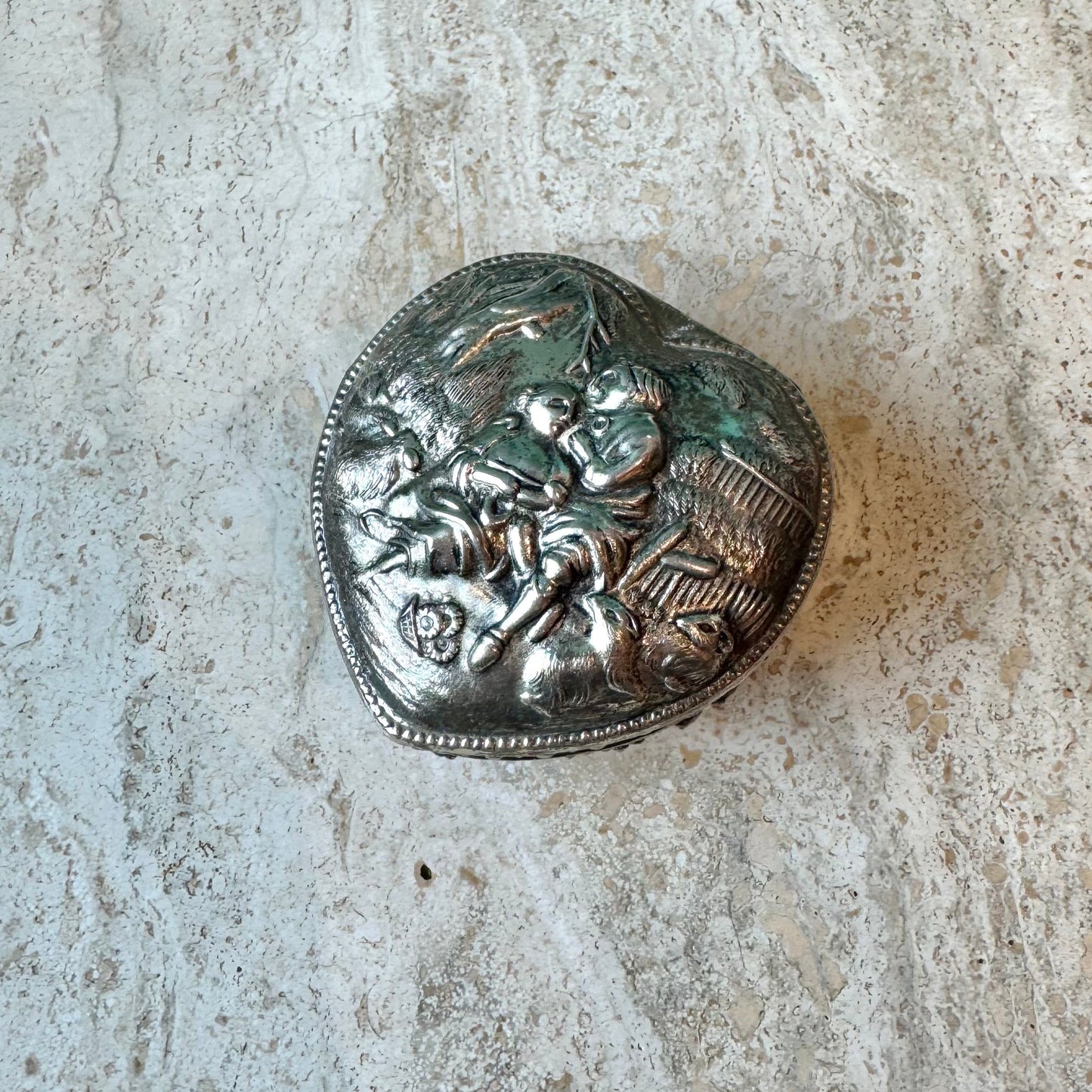 Vintage Silver Plated Heart Shaped Trinket Box