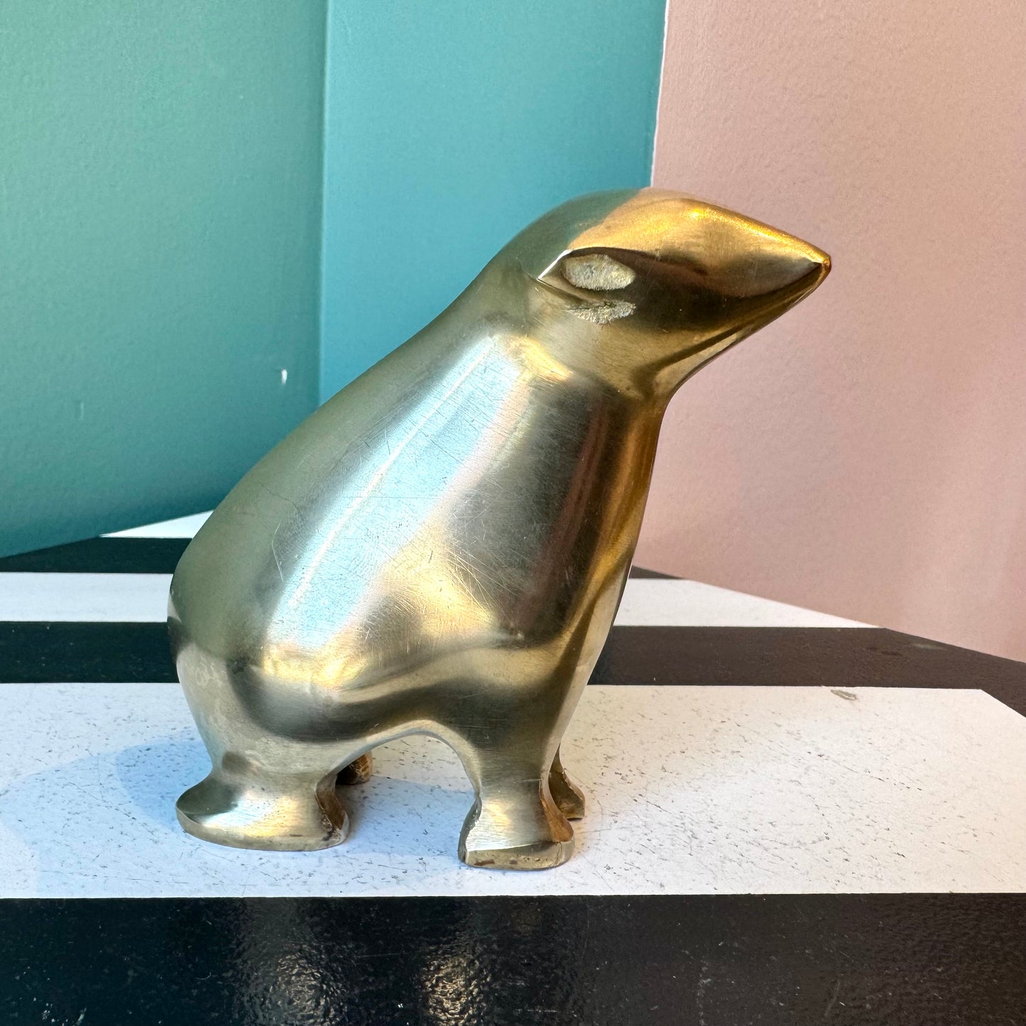 Vintage Brass Polar Bear Figurine
