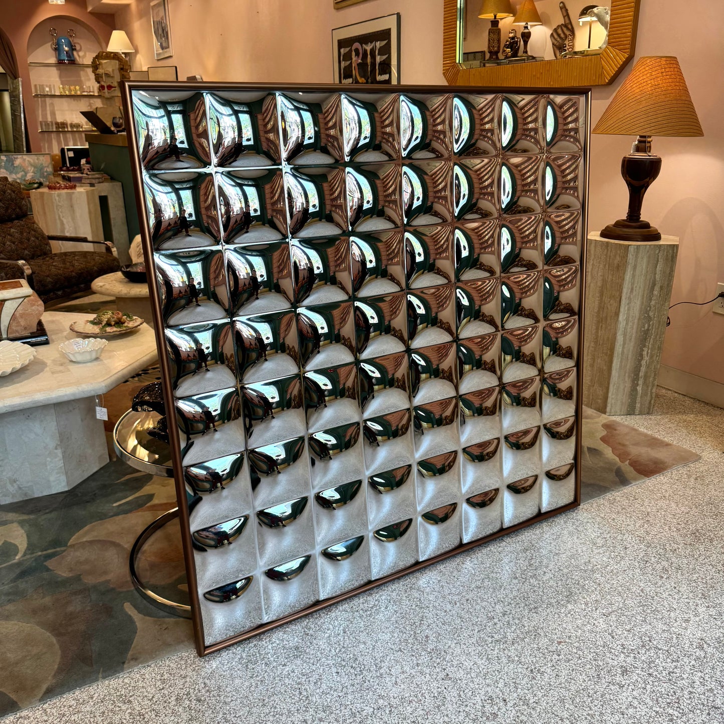 Vintage Turner Space Age Chrome Bubble Mirror