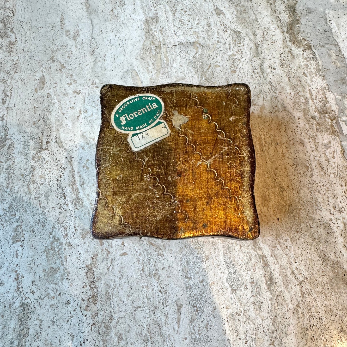 Vintage Square Italian Florentine Trinket Box