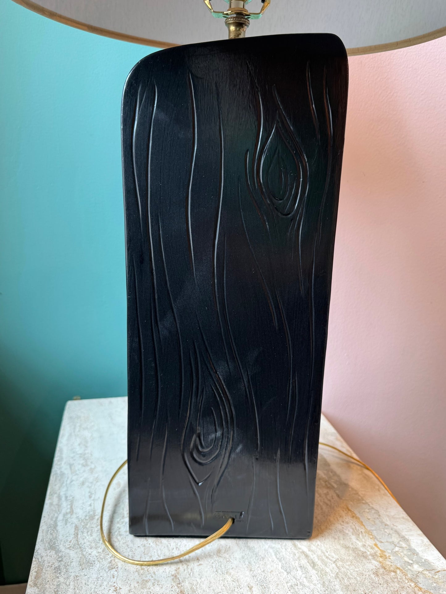 Vintage Gold and Black Abstract Female Male Lamp by FAIP