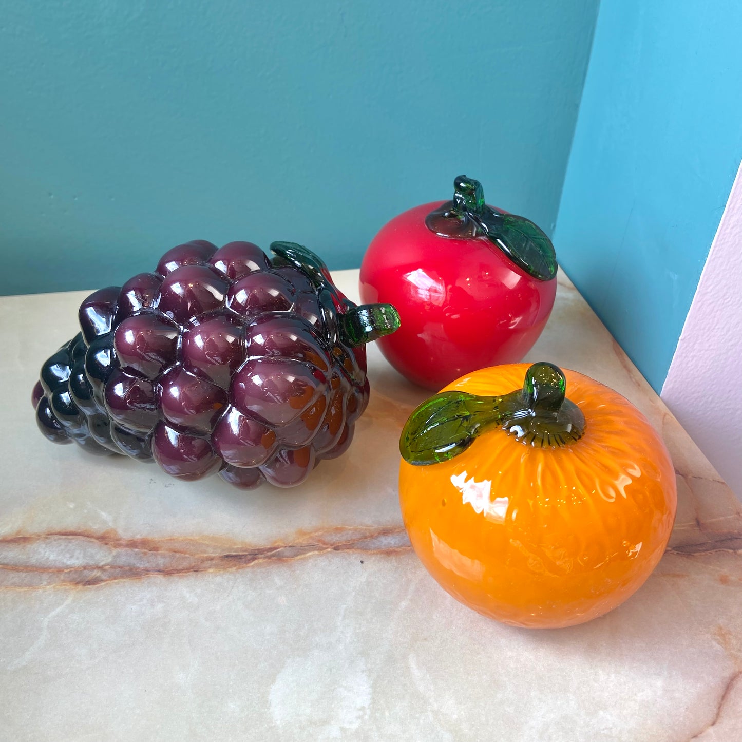 Vintage Murano Glass Fruit Trio