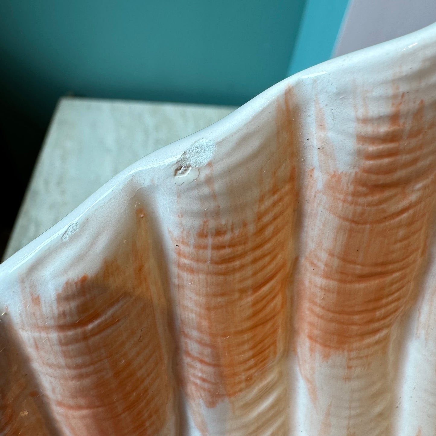 Vintage Large Hand Painted Clam Shell Platter by Cardinal Inc.