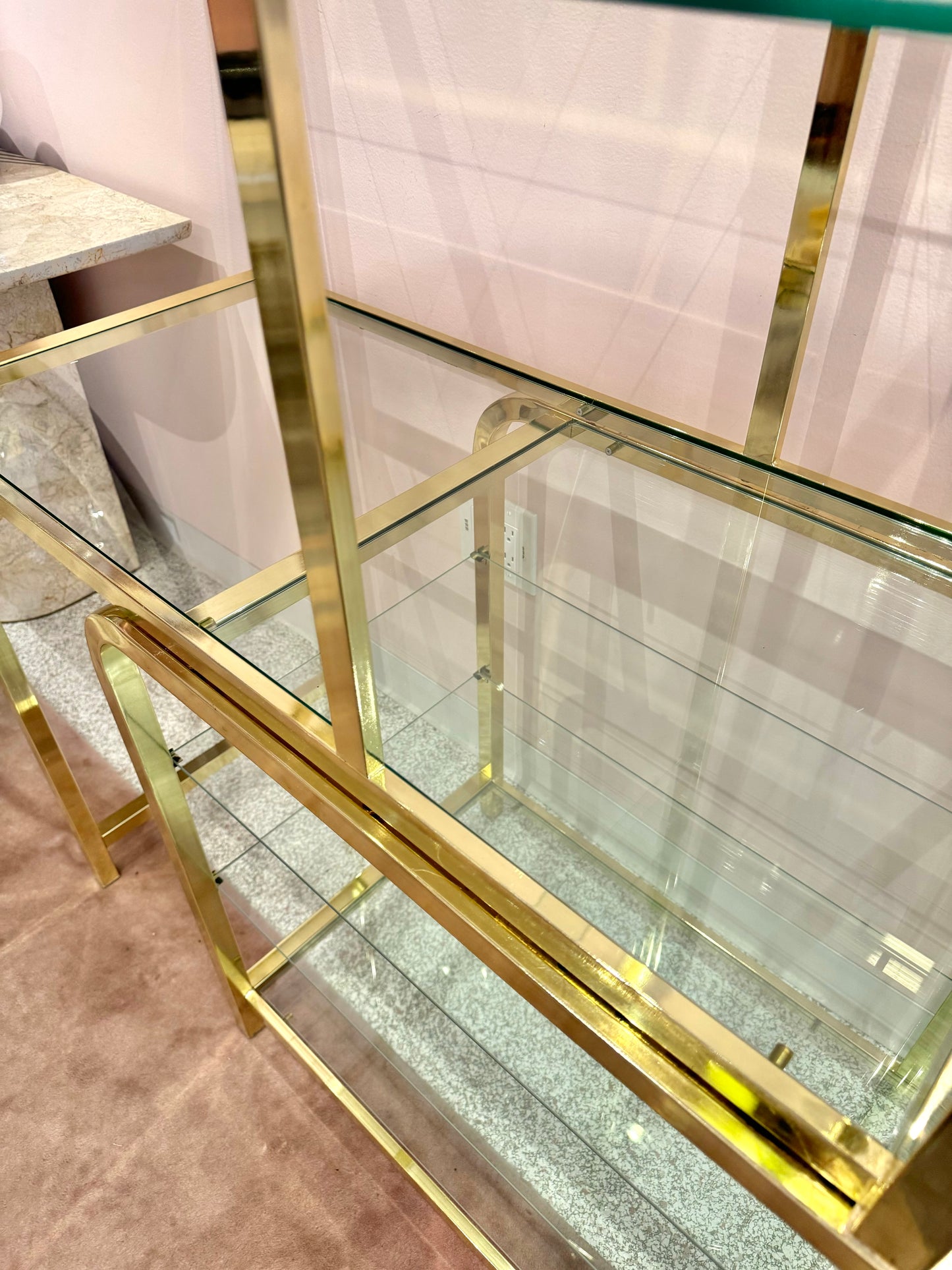 Vintage 1985 Arched Brass and Glass Etagere by DIA