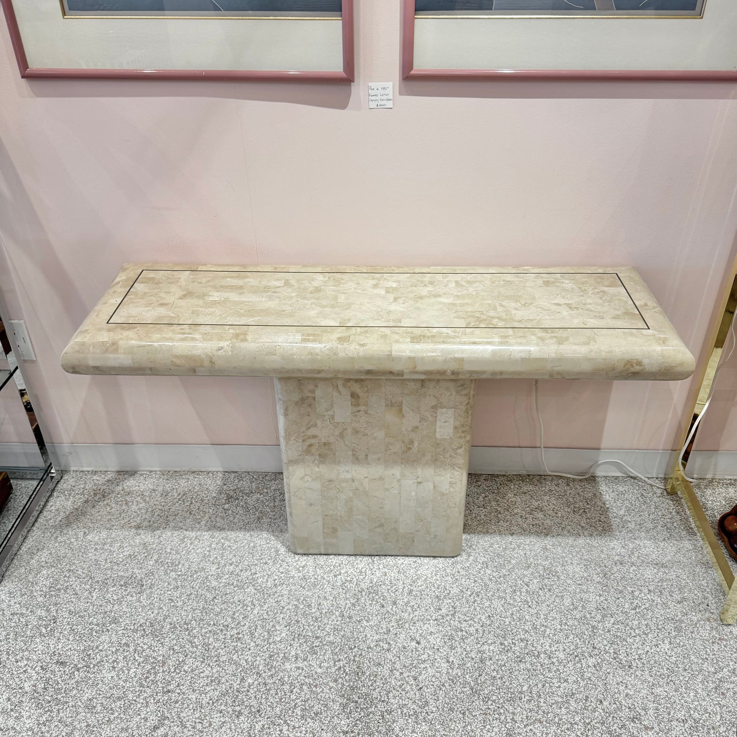 Vintage Maitland Smith Style Tessellated Stone Console Table